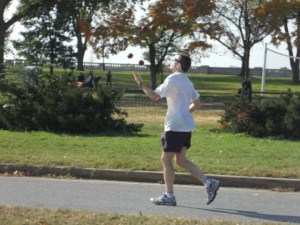 Juggling and running... because running JUST running a marathon isn't hard enough.